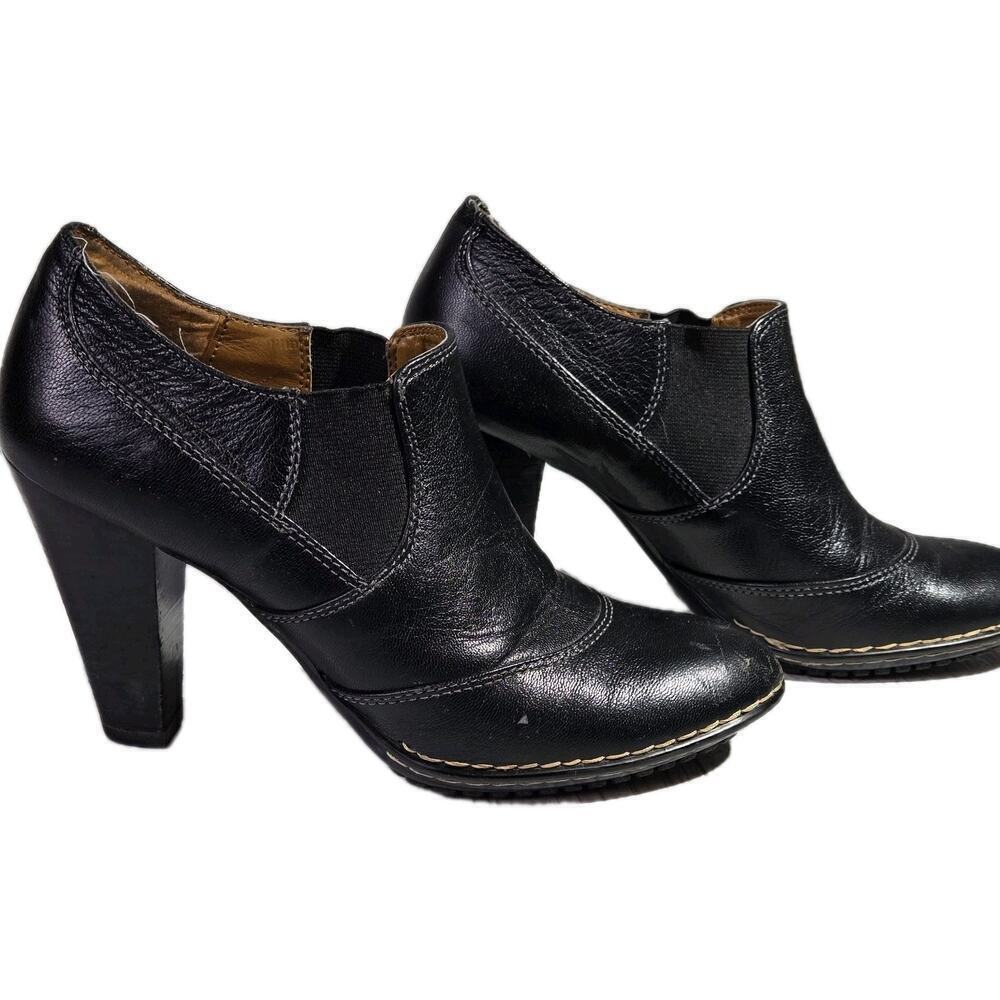 Sofft Women's Carleigh Boot Size 6.5 Block 3.5" Heel Chelsea Black Leather Boho